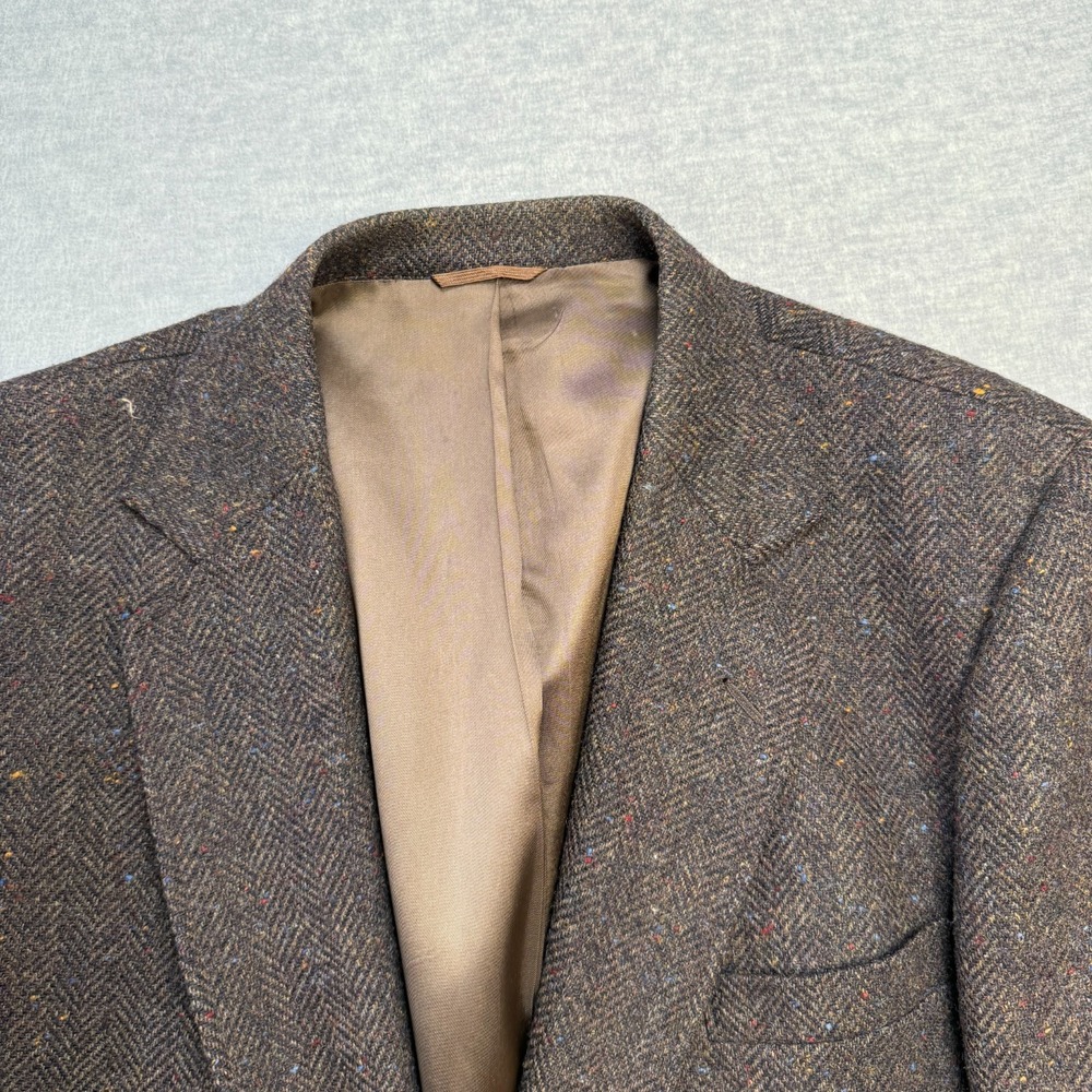 Vintage Tweed Blazer Jacket Men 44 Brown Speckle Wool Sport Coat Imperial Haggar - Picture 7 of 13